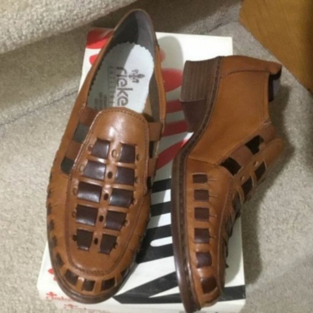BNIB Ladies Rieker AntiStress Brown Leather Shoes size 5.5